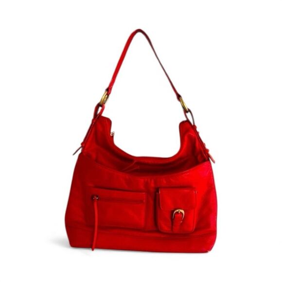 Vintage ILI New York Toronto Red Genuine Leather Tote Shoulder Bag Handbag - Picture 1 of 11